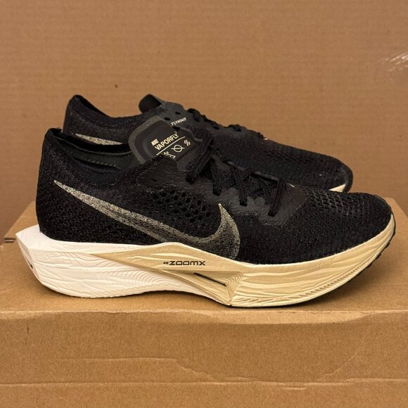 Nike ZoomX Vaporfly NEXT% 3 Women’s Size 7.5 Black Metallic Gold Running Shoes - Picture 4 of 9